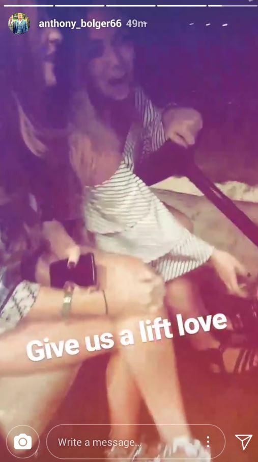  His pal uploaded a shot showing them partying with a pretty female driving a golf cart