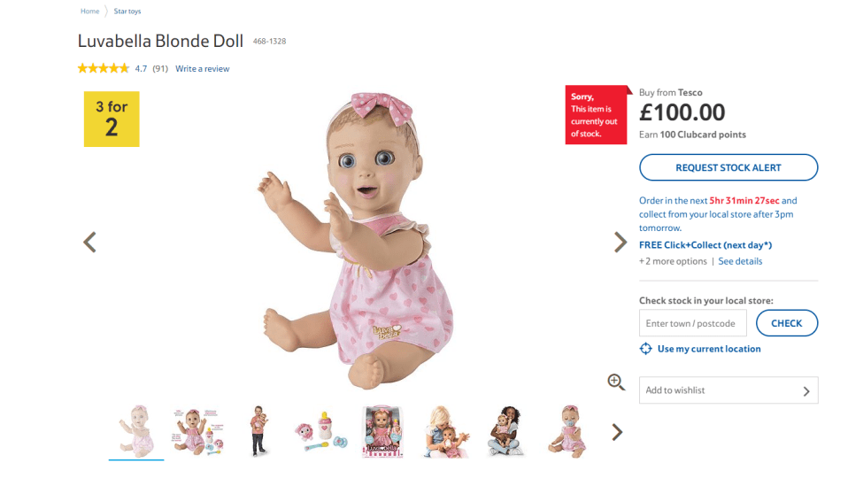  The interactive doll has been tipped as this Christmas' must-have toy. But Tesco already ran out of stock.