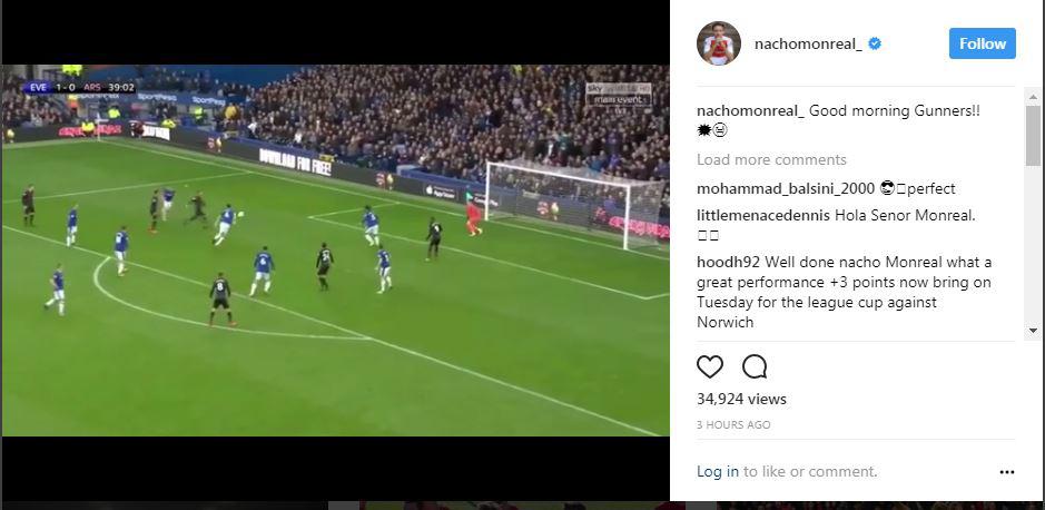  Monreal shared a clip of his goal on Instagram