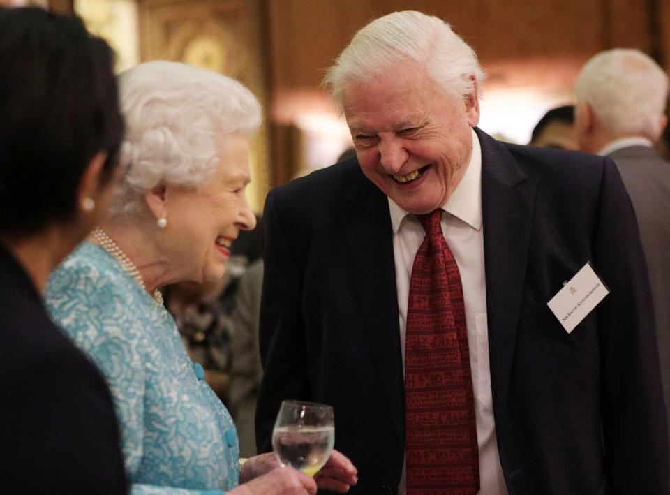  Sir David, pictured here with the Queen, has been on British screens since 1954, when he presented the show Zoo Quest