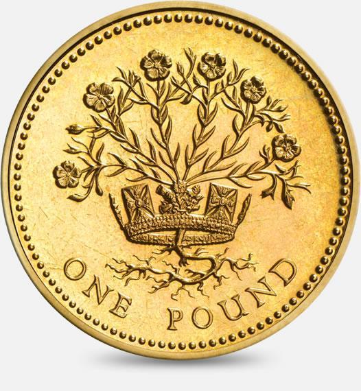  The first reverse design series of £1 coins took floral emblems as its theme to represent the United Kingdom and its four constituent countries