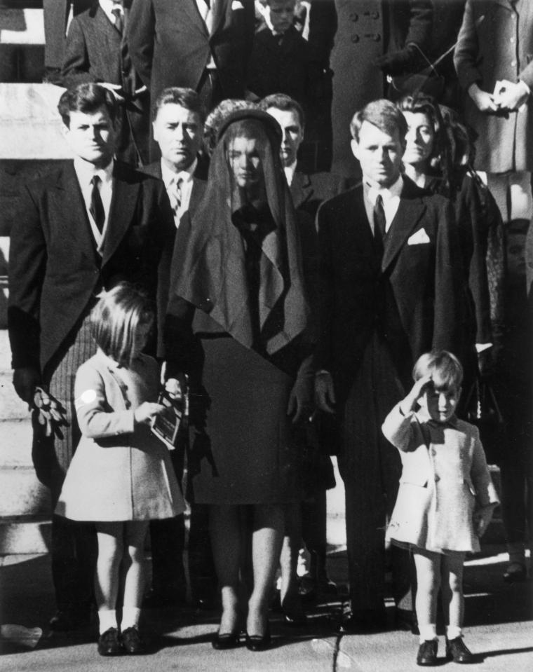 JFK's wife Jackie with their two children Caroline and John Junior 