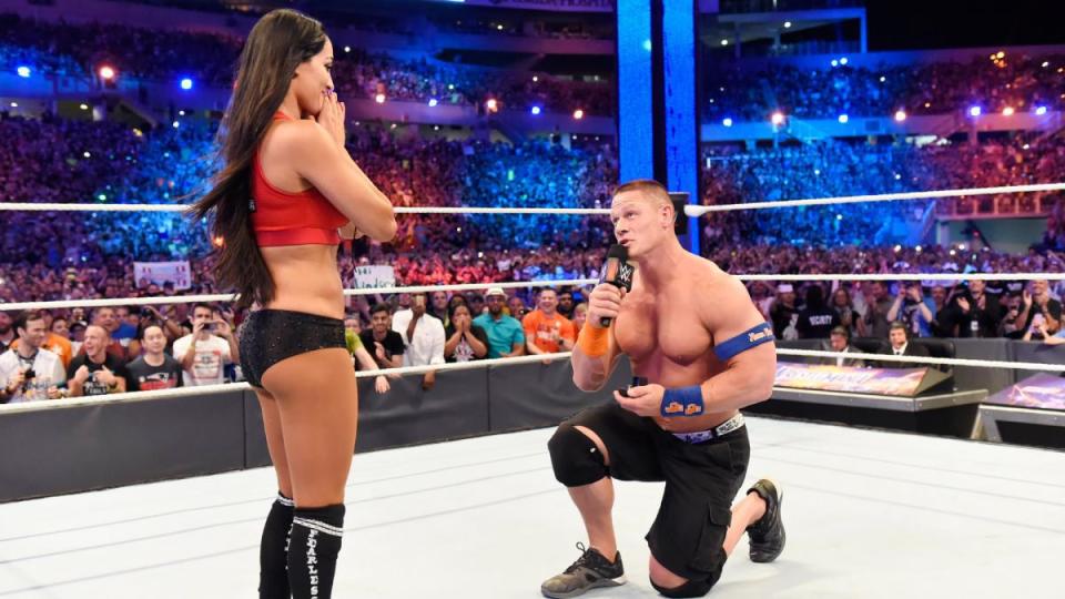  He memorably popped the question to her in the middle of the ring at this year's WrestleMania