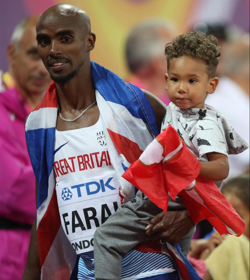  Mo Farah with his son Hussein Mo Farah