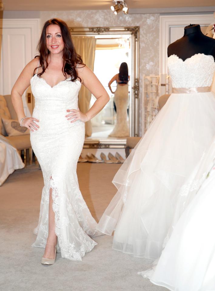  Paula Williamson, pictured trying on dresses, will marry her lag boyfriend Bronson in jail next month