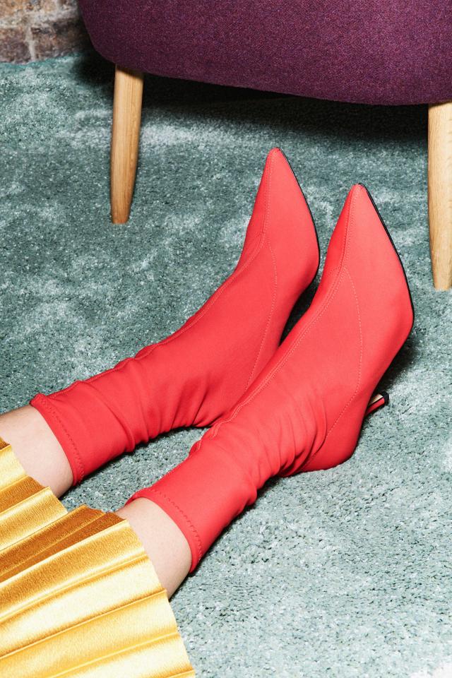  Red sock boots, £59.99, Zara