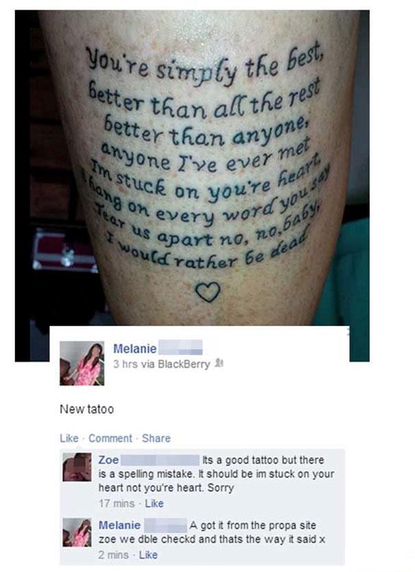  A woman defended her tatt's spelling error - even though it's wrong