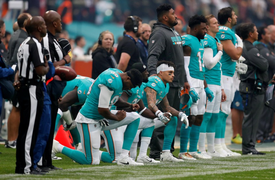 Brit star Jay Ajayi stood during the US National Anthem at Wembley