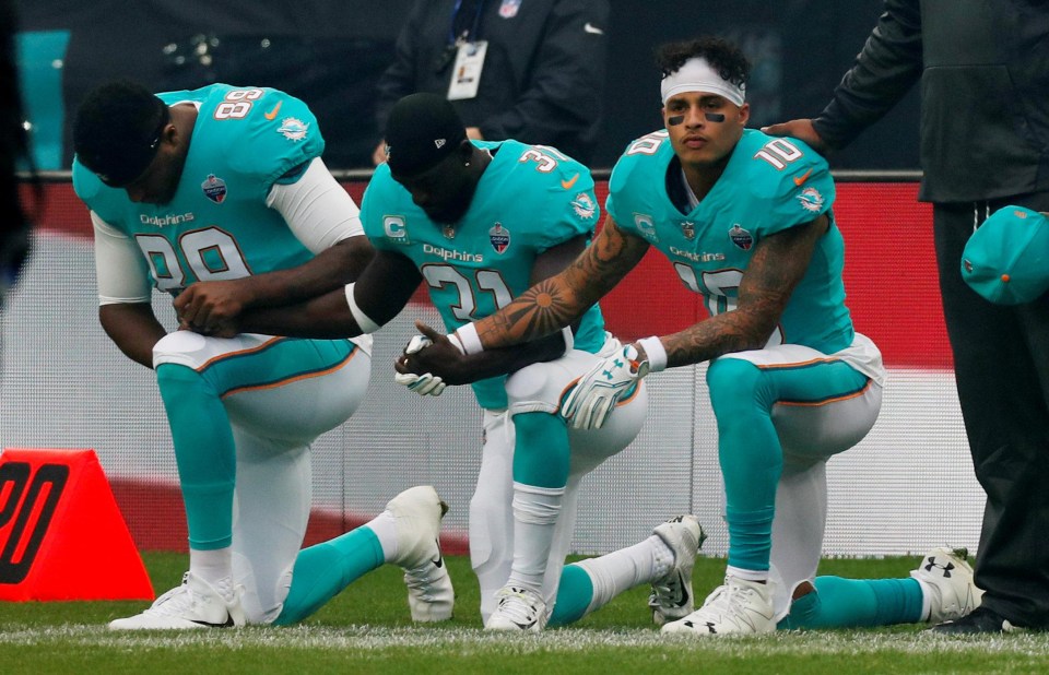 Just three Miami Dolphins took the knee at Wembley