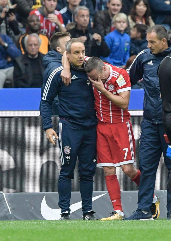  Bayern winger Franck Ribery had to come off in the second half through injury