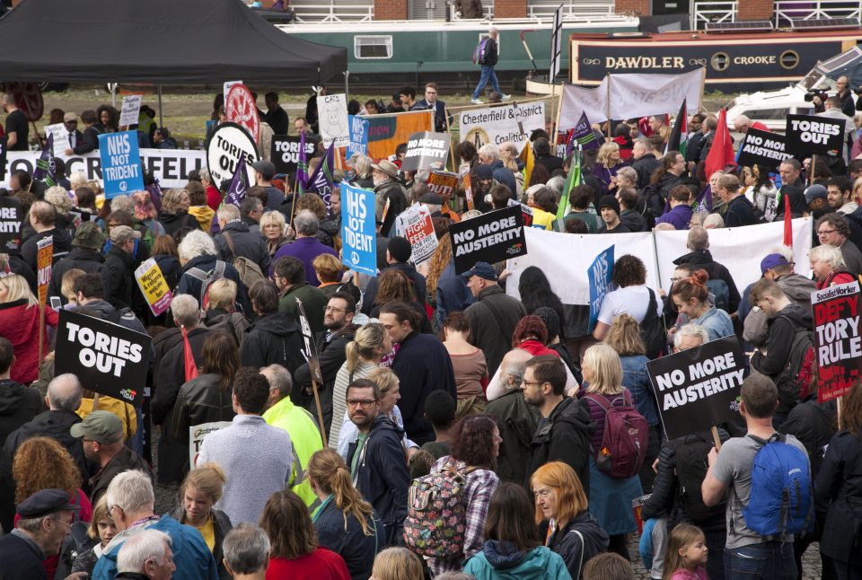  Thousands marched in the city during the opening day of the Conservative Party conference