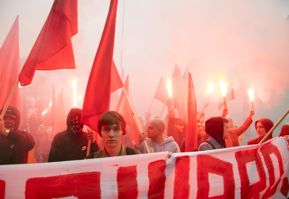  Tens of thousands of protestors marched through Manchester city centre to oppose the Conservative conference