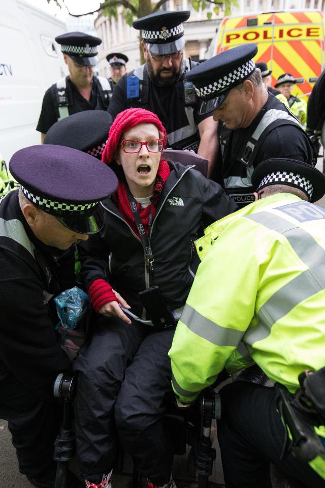  Police arrested a wheelchair user and lifted them in to a police van