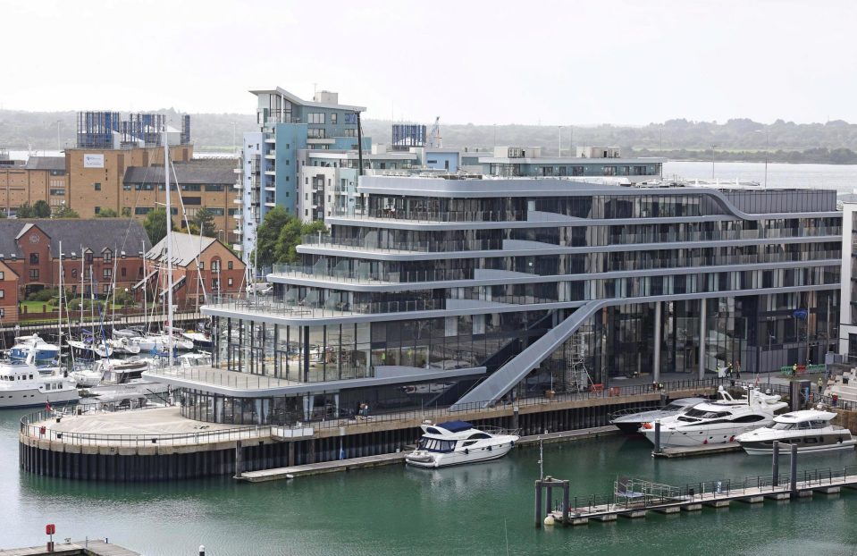 A £36 million hotel that looks exactly like a boat from the outside has been opened for holidaymakers preparing to head off on a cruise