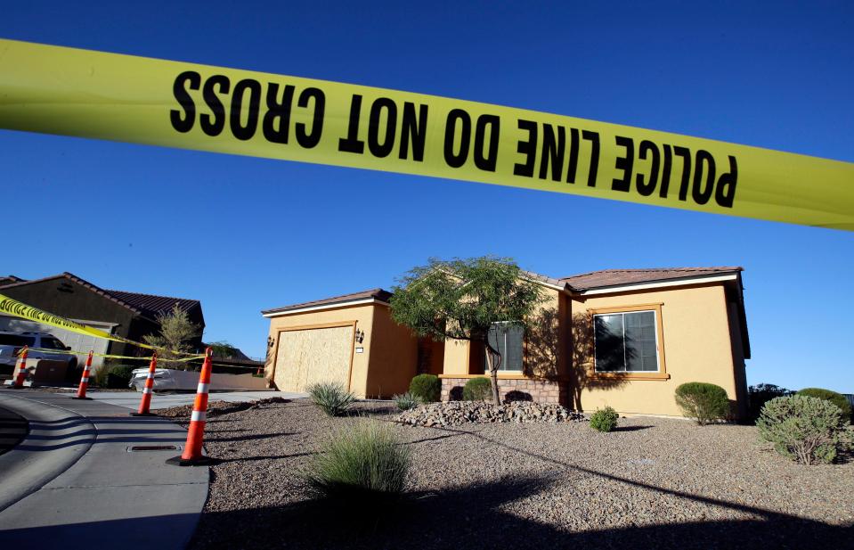  Police tape blocks off the home of Paddock in Mesquite, Nevada