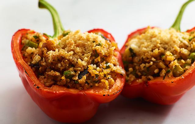 Our stuffed peppers with bulgur wheat & vegetables recipe is a healthy and quick option for midweek