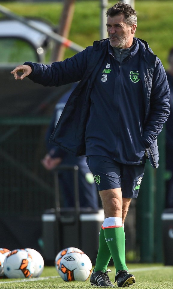 Keane maserminds an Irish training session in the build-up to the World Cup qualifier with Moldova