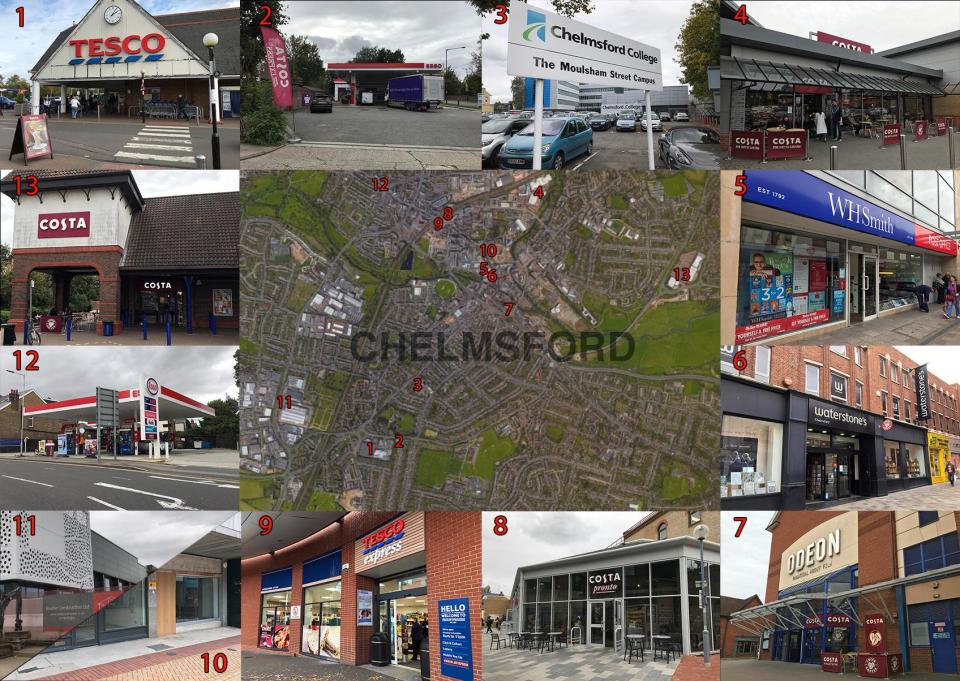  Costa has 11 outlets within two miles of Chelmsford city centre and plans to open two more