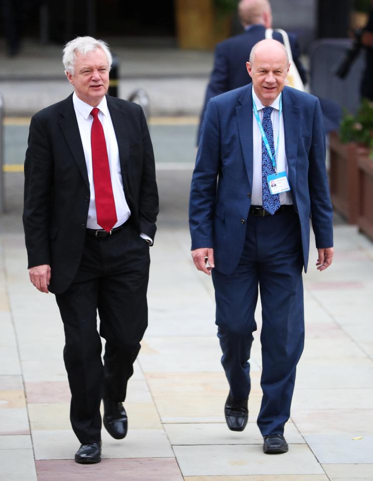  Mrs May's allies David Davis and Damian Green arriving for the speech