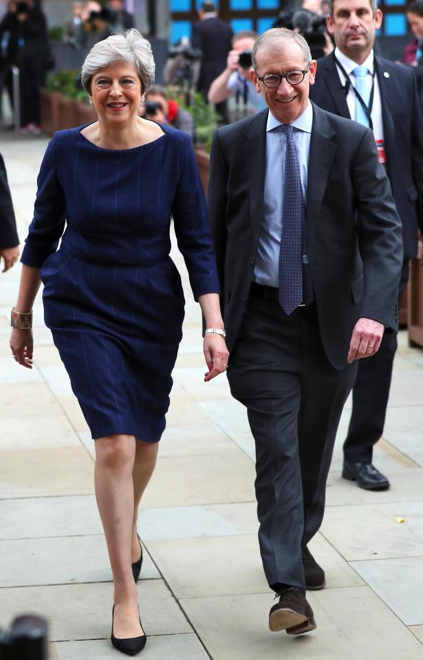  The PM was accompanied by her husband Philip as she entered the conference centre