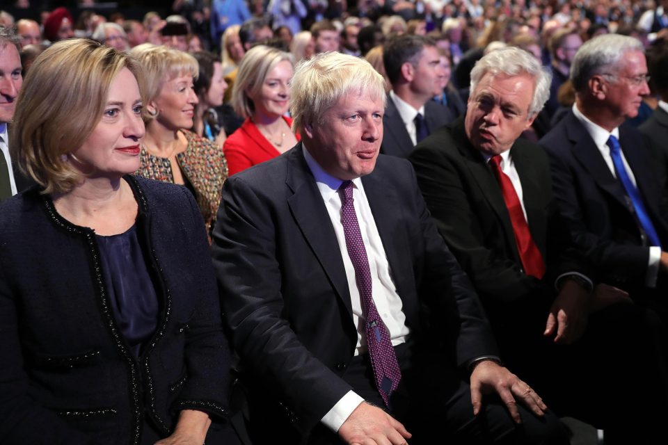  Ministers watching the speech inside the conference hall in Manchester