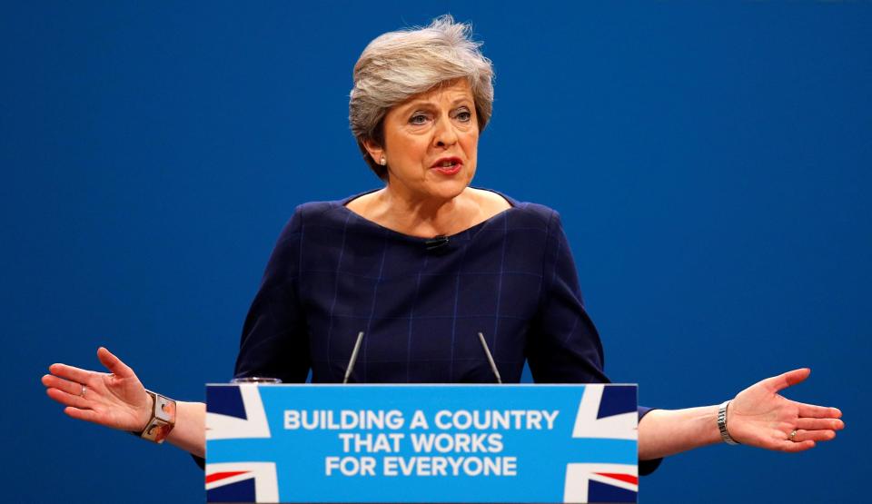  Theresa May gave her main conference keynote speech at the Tory annual gathering in Manchester