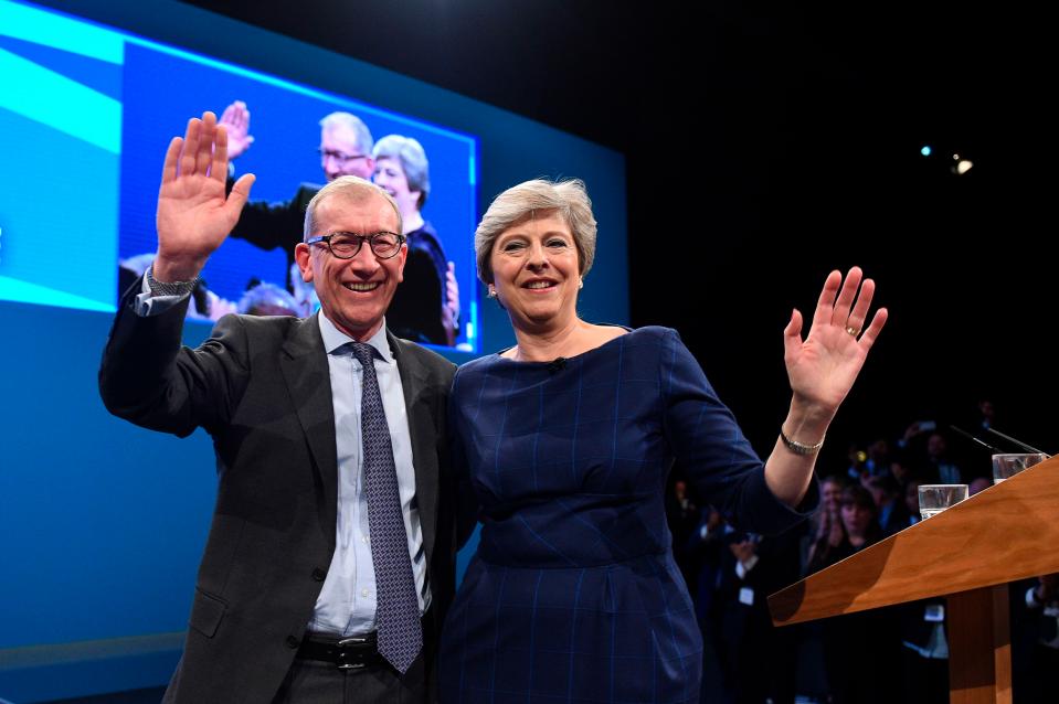  The Mays smiled for the camera at the end of the chaotic speech