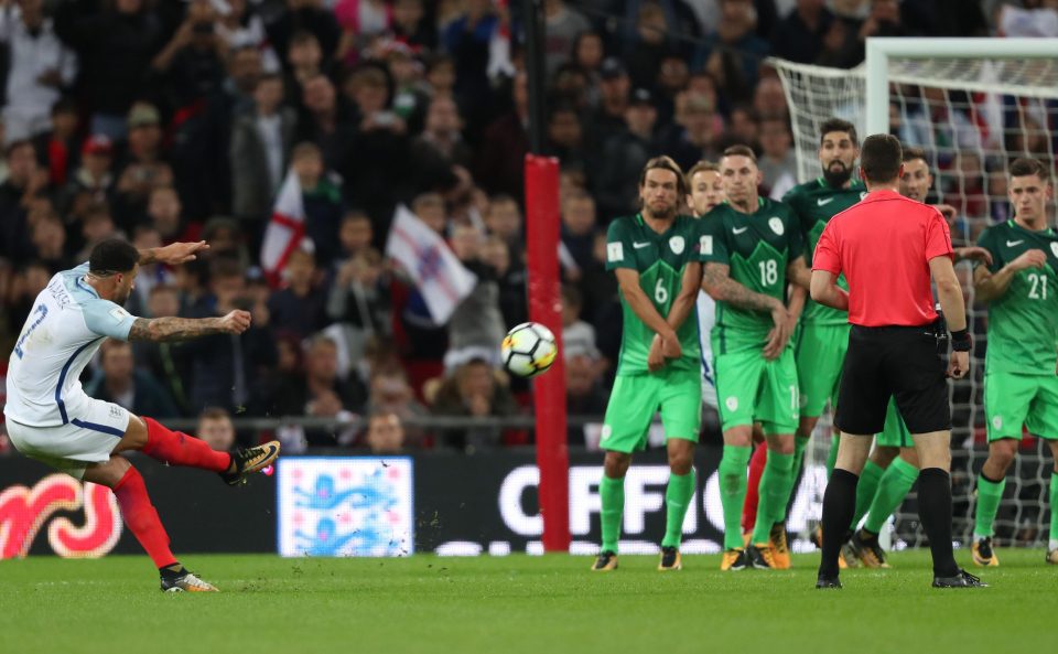 Walker fired his free-kick well over the bar in front of frustrated fans