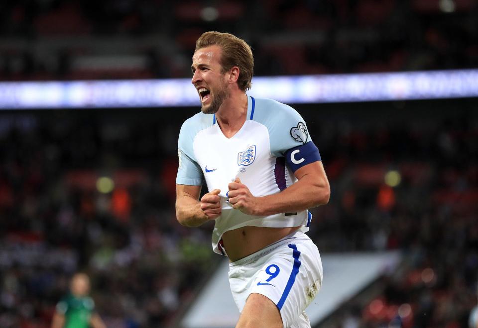 Kane celebrates a late winner that put the gloss on a poor England display