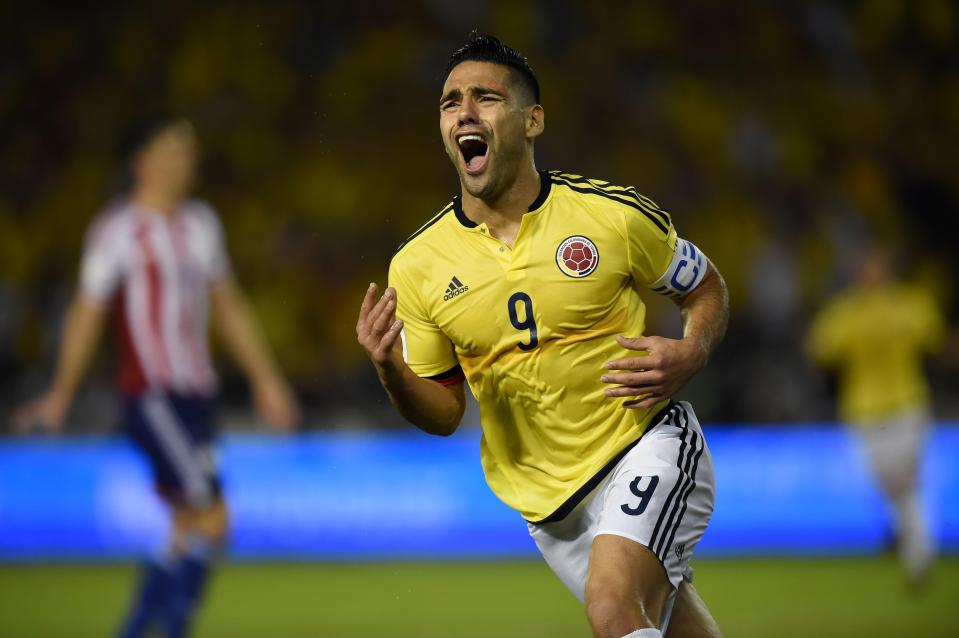  The Monaco striker celebrates his 28th goal for Colombia