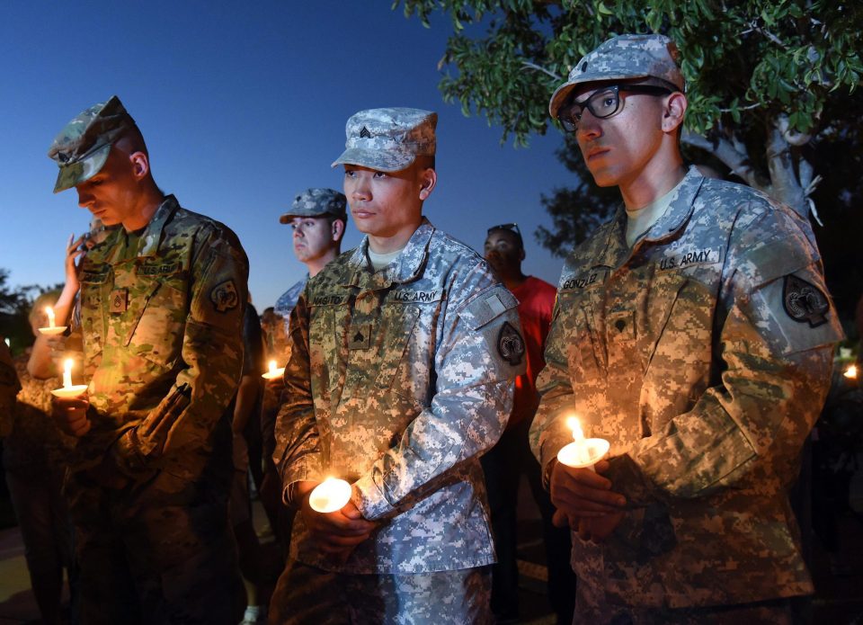  Armed forces personnel also attended the emotional service