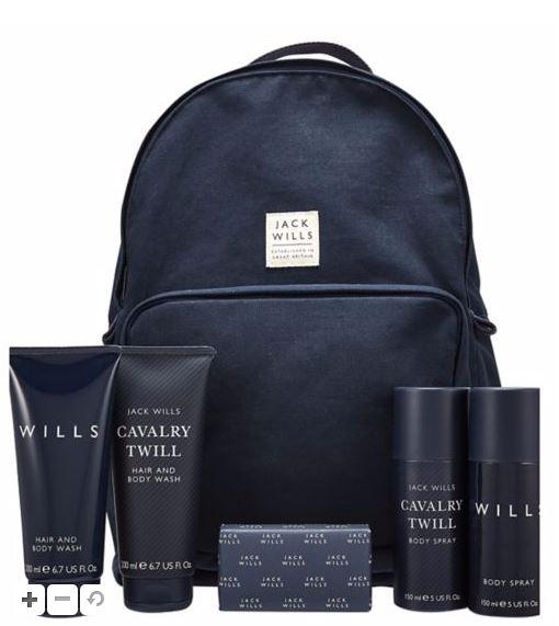  Jack Wills Backpack (£50) - it fincludes a choice of two hair and body washes, two body sprays and a soap