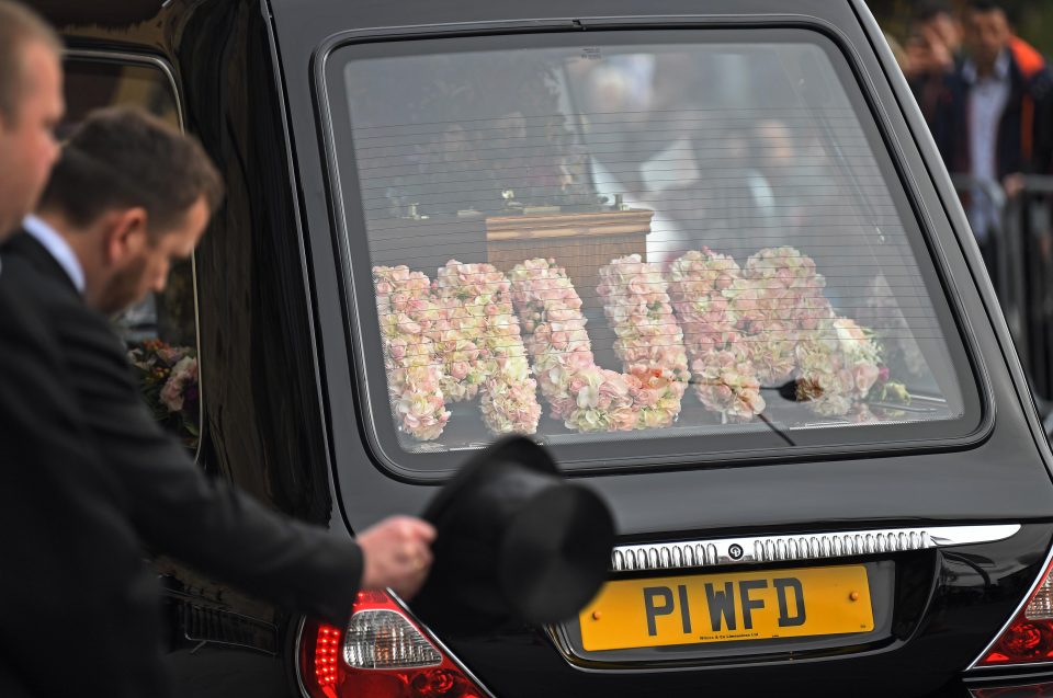  The word 'mum' was spelt out in flowers at the back of the hearse