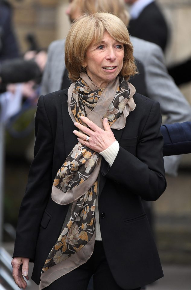  Helen looked emotional as she left the building after the funeral