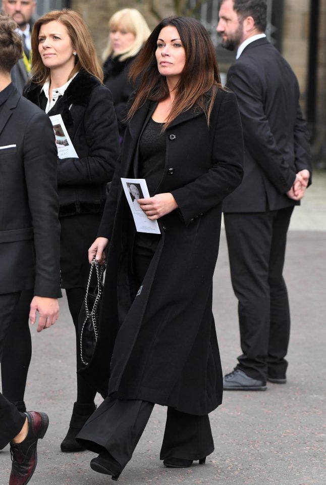  Alison King, who plays Carla Connor, clutched her service sheet as she walked out with Jane Danson, who plays Leanne Battersby