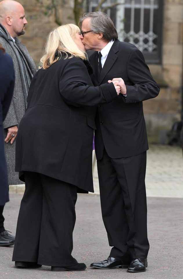  Roy Cropper actor David Neilson greeted a pal after the service