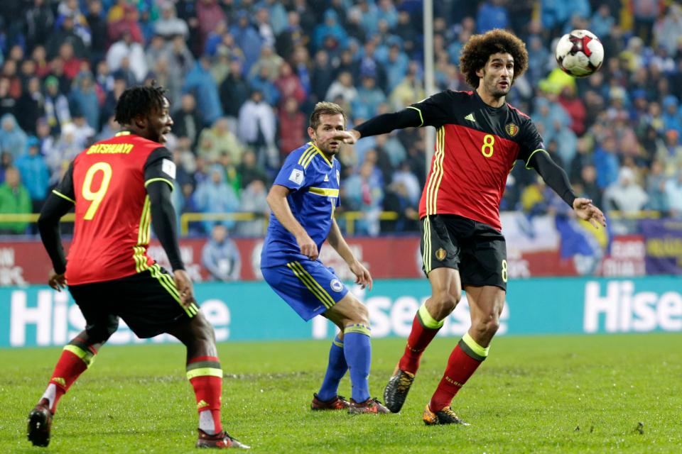 Marouane Fellaini in action for Belgium in their World Cup qualifier against Bosnia and Herzegovina