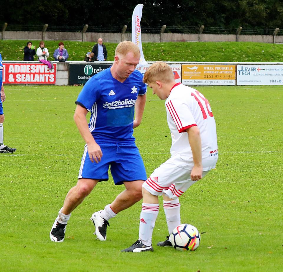  Sam Aston - who plays Chesney Brown in Corrie - was nutmegged by Paul Scholes