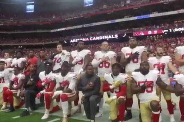  San Francisco 49ers knelt during the national anthem as they have done for weeks