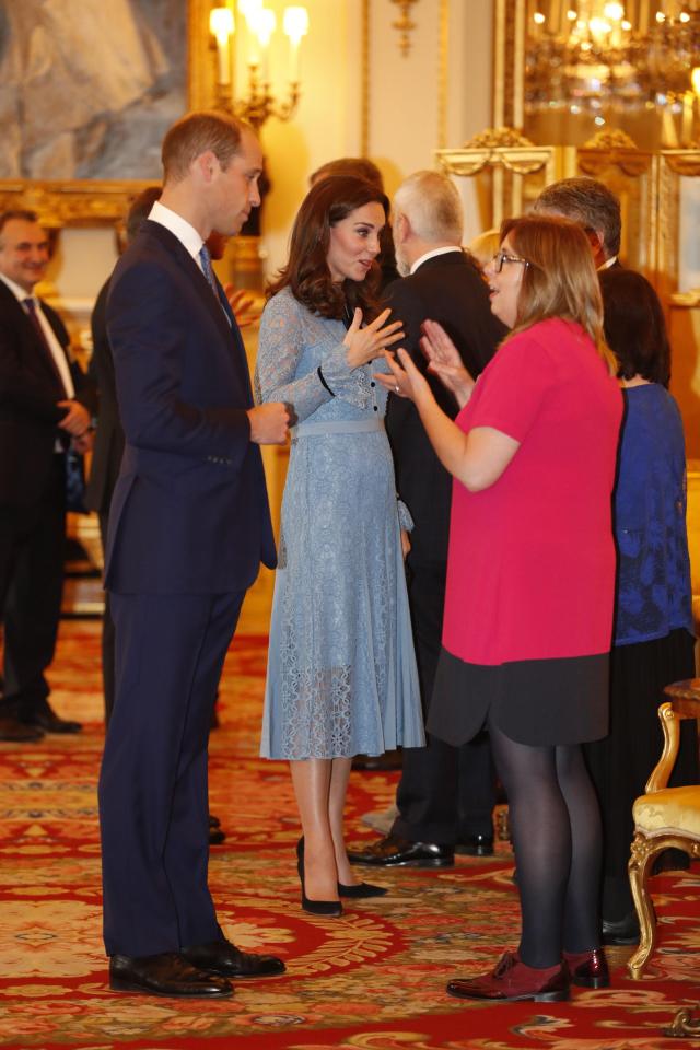  Kate, pictured tonight, was in high spirits as she fully engaged with each guest