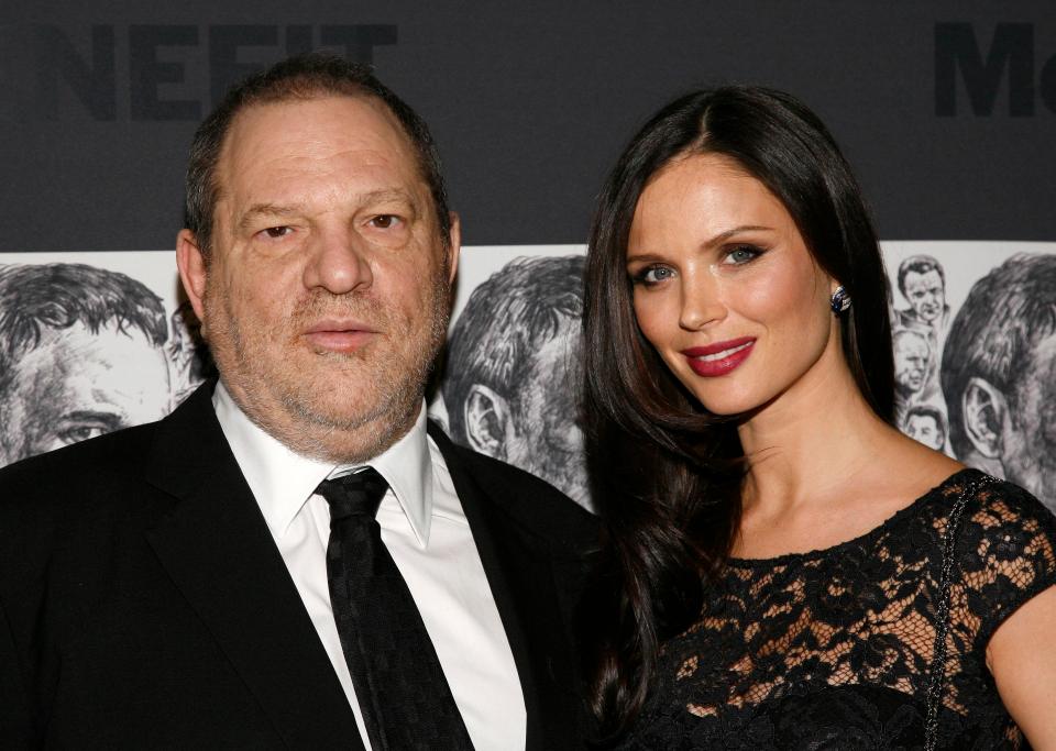  Weinstein is pictured with his wife Georgina Chapman, who announced last night that she was leaving him