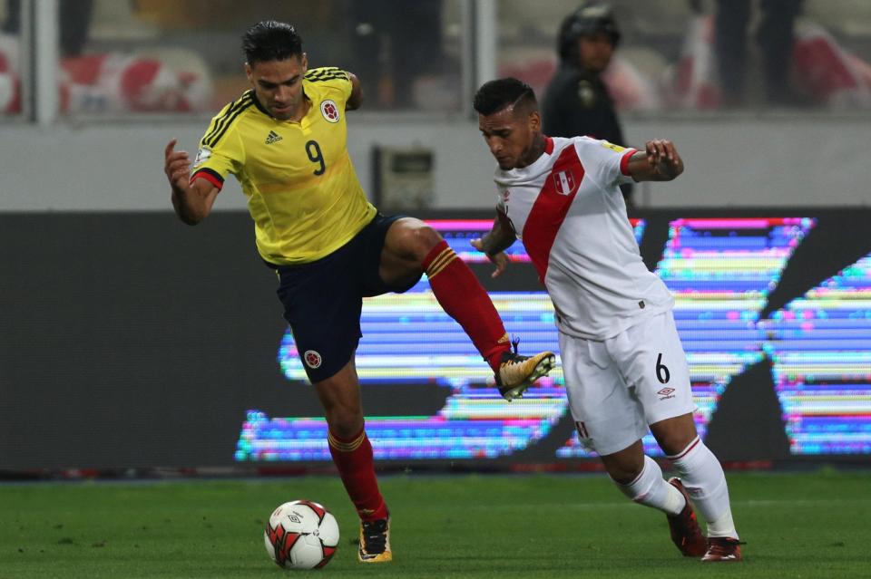  Radamel Falcao in action for Colombia against Peru