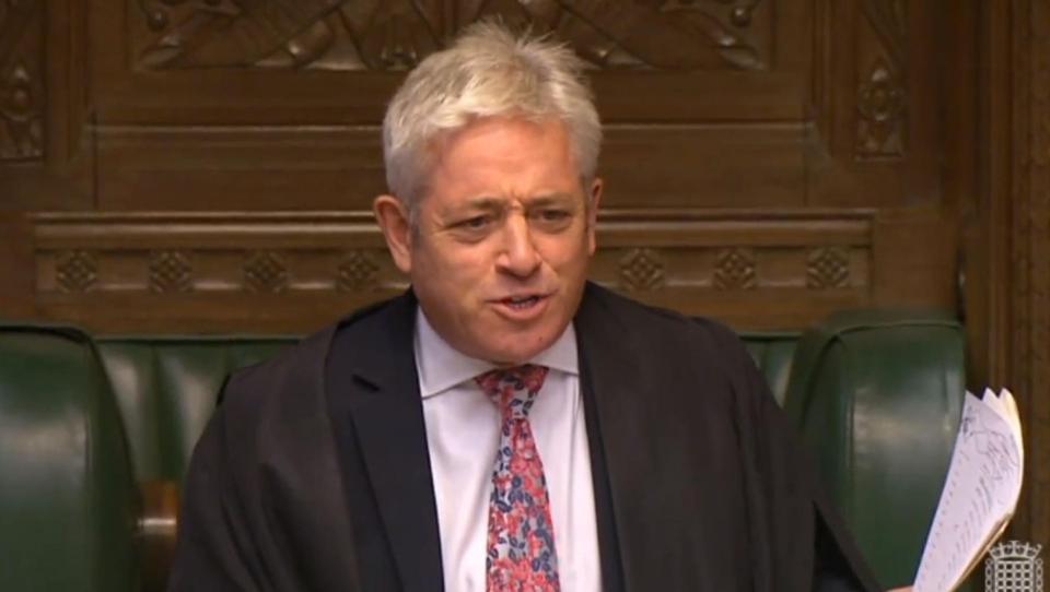  John Bercow moved to silence the discussion in the Commons