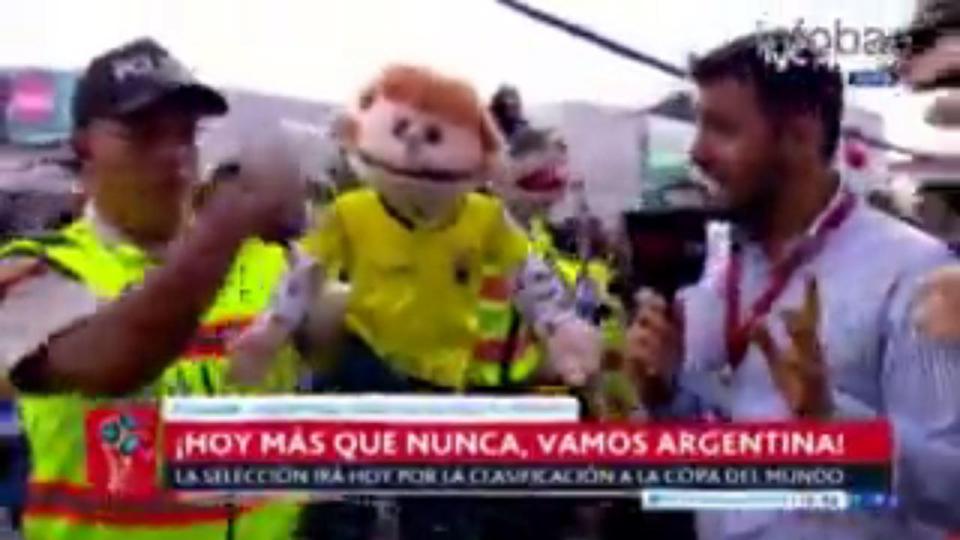  Police using puppets were filmed by news outlets in Ecuador ahead of Argentina game