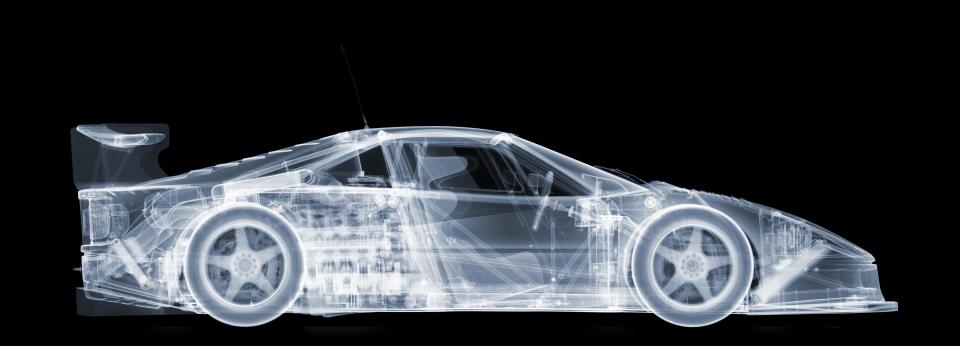  A 1988 Ferrari F40 GTE has been x-rayed to reveal it's stunning design