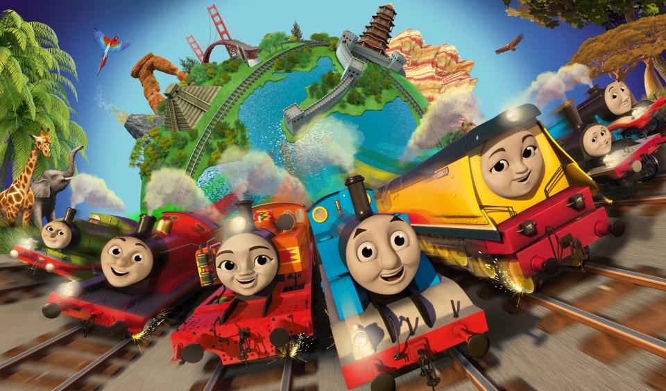  Thomas is pictured alongside the two new characters in the new TV series