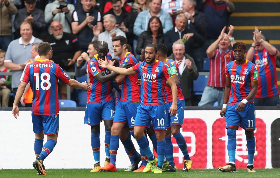  Palace celebrate after finally breaking their goal drought this season