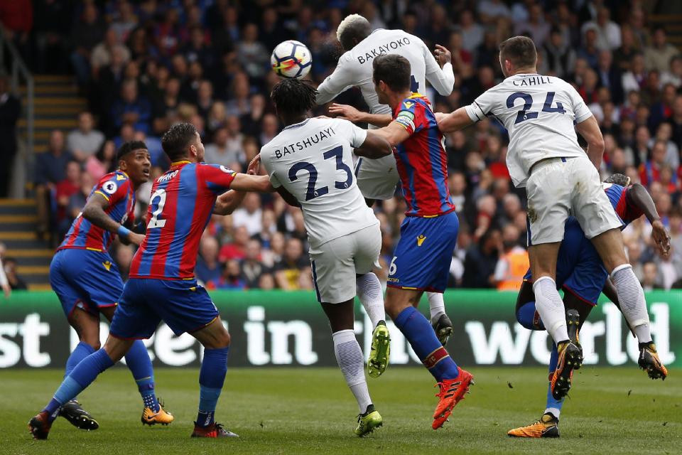  Tiemoue Bakayoko climbs to head home his first goal for the club to level the scores