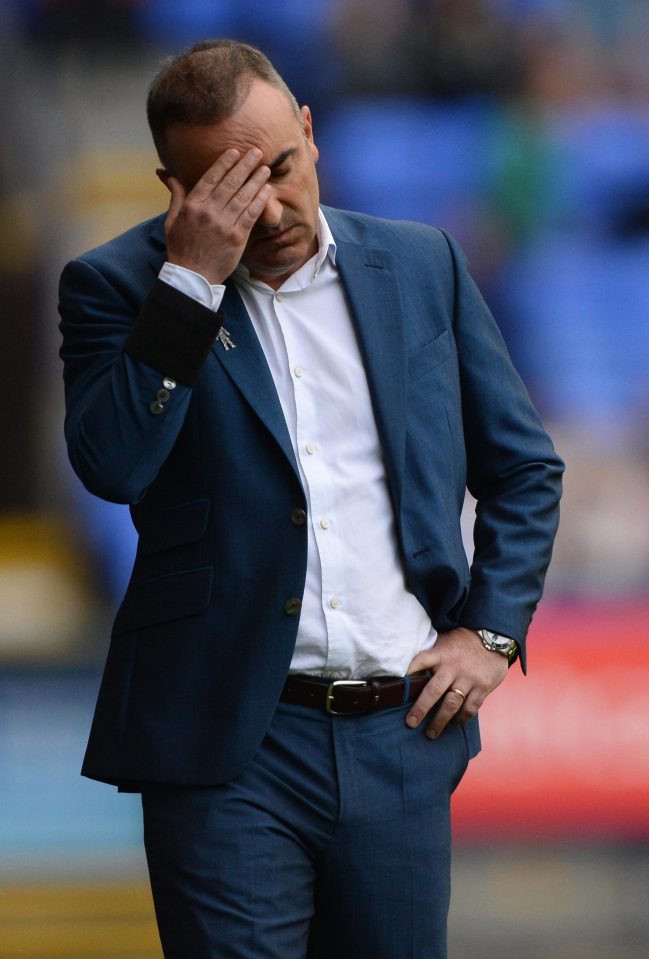 Wednesday boss Carlos Carvalhal shows the pain of defeat to Bolton