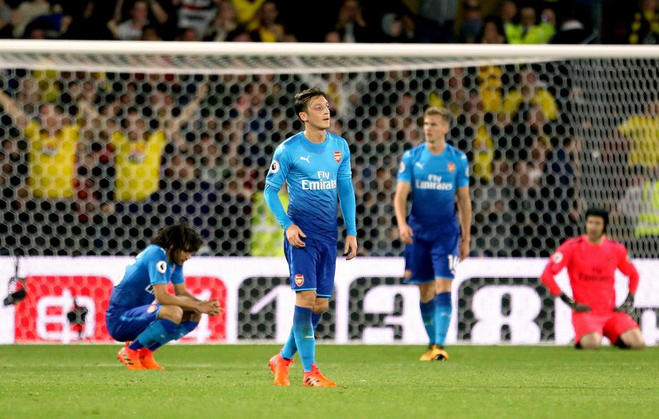  Arsenal suffered a shock defeat at the hands of Watford on Saturday as they lost 2-1